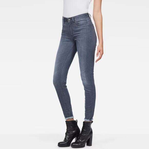 NEW G-Star Raw Shape High Super Skinny Gray Jeans Shaping Stretch Denim - Picture 1 of 11